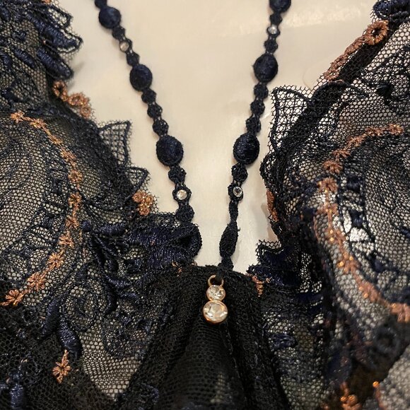 AUBADE Amour Precieux Triangle Underwire Bra in Cosmic Blue Size 40C NWT - Picture 5 of 14